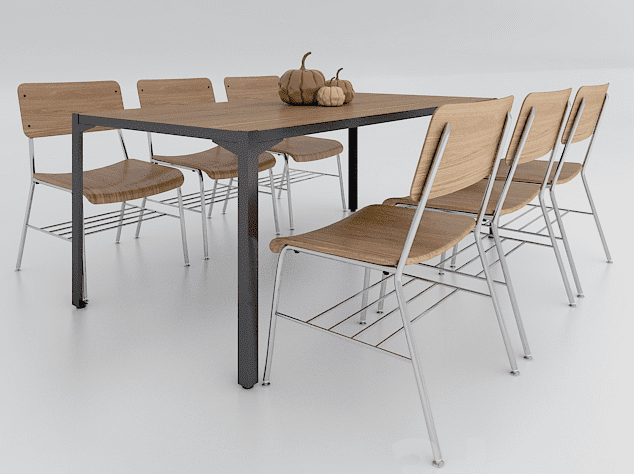 3D Render of a Dining Set